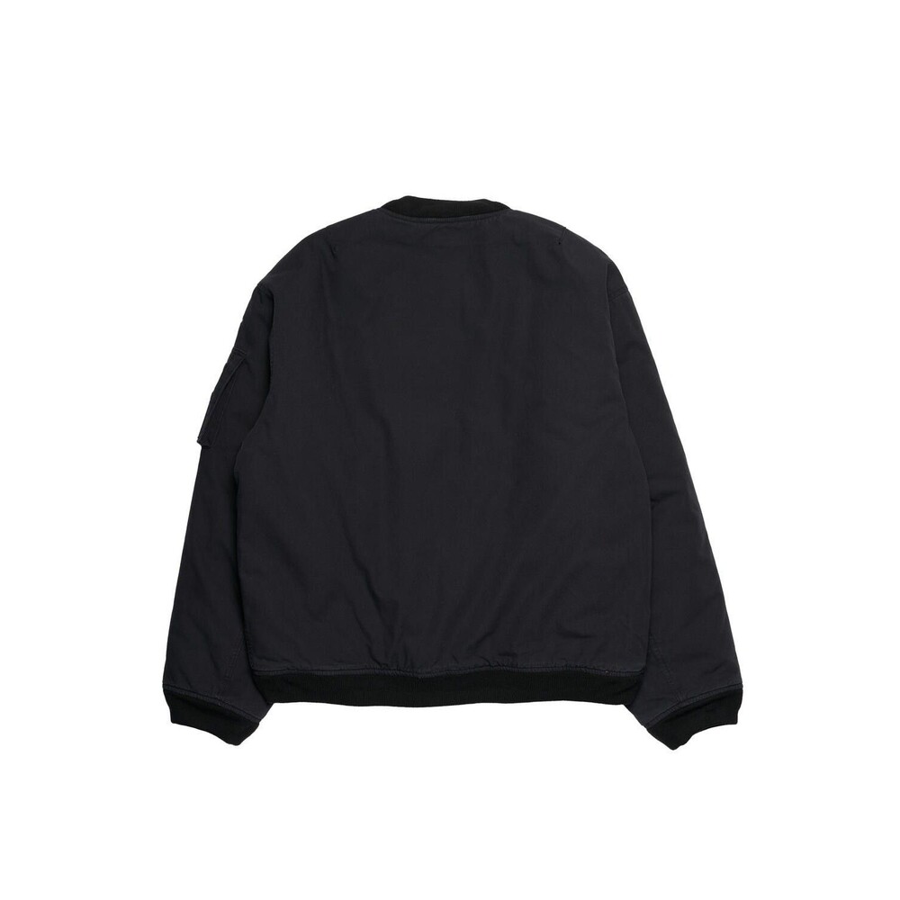 Nike Solo Swoosh Flight Bomber Jacket Black Canvas DX0680-010 Size M Oversized - Picture 2 of 8